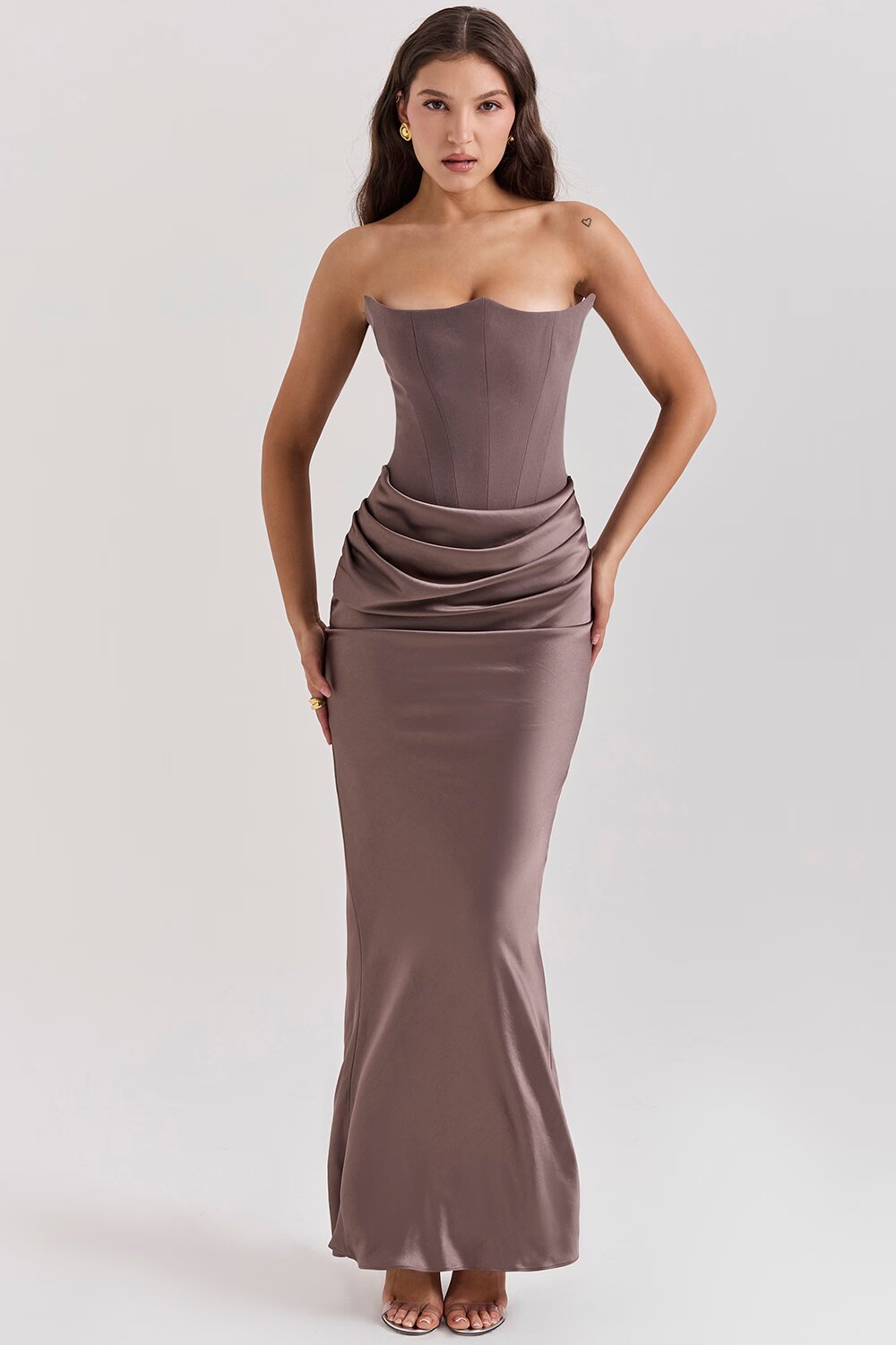 Sincere Corset Maxi Dress - Brown